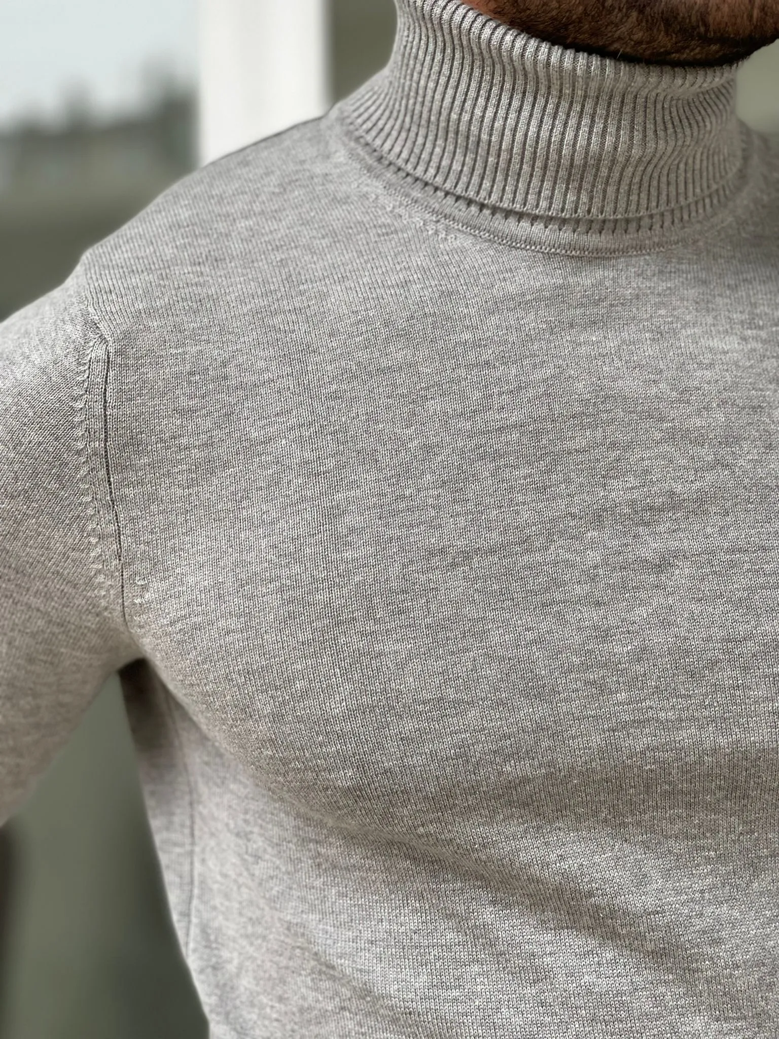 Capel Gray Turtleneck Sweater Slim Fit