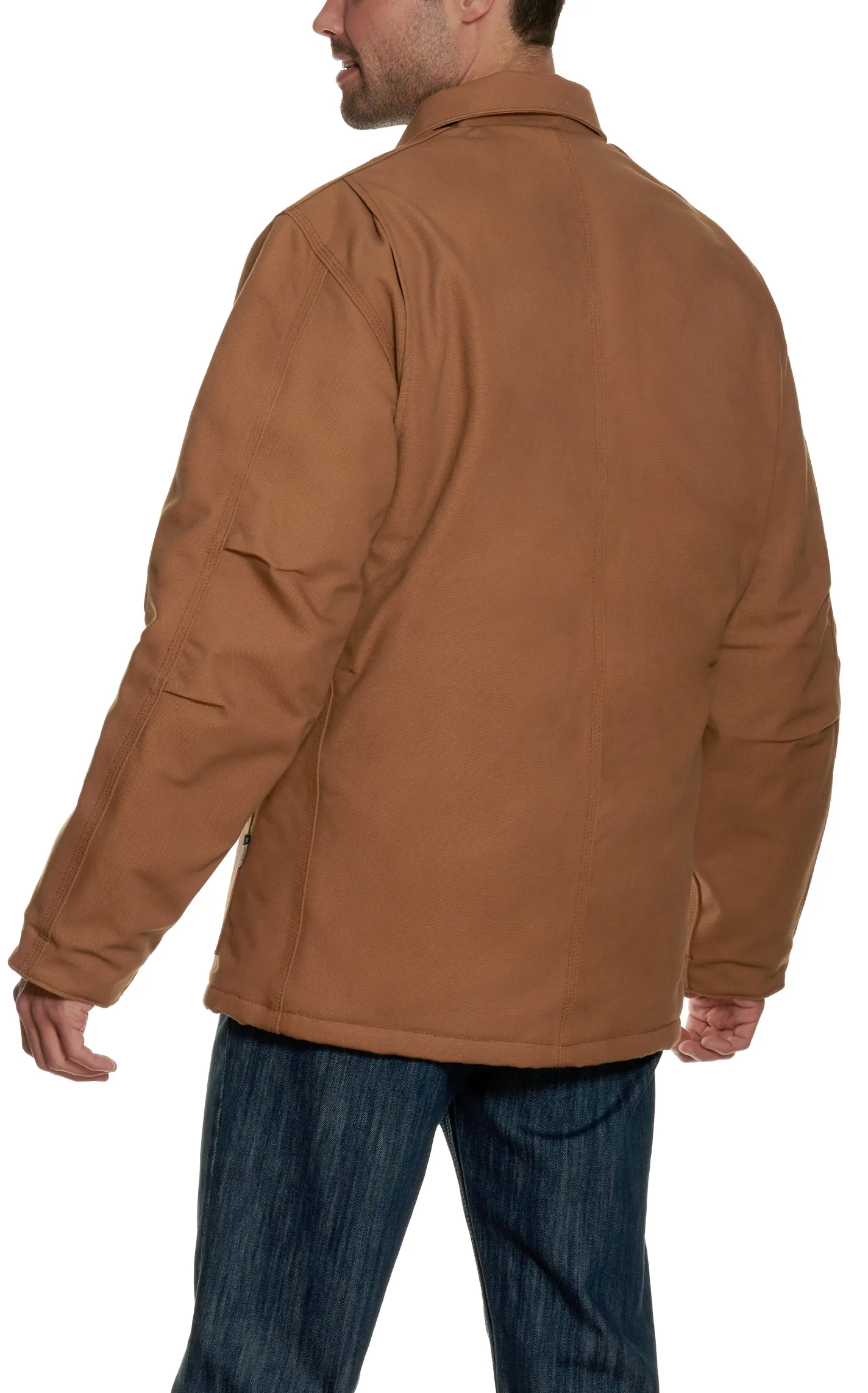 Carhartt Men's Flame-Resistant Brown Duck Traditional Coat.