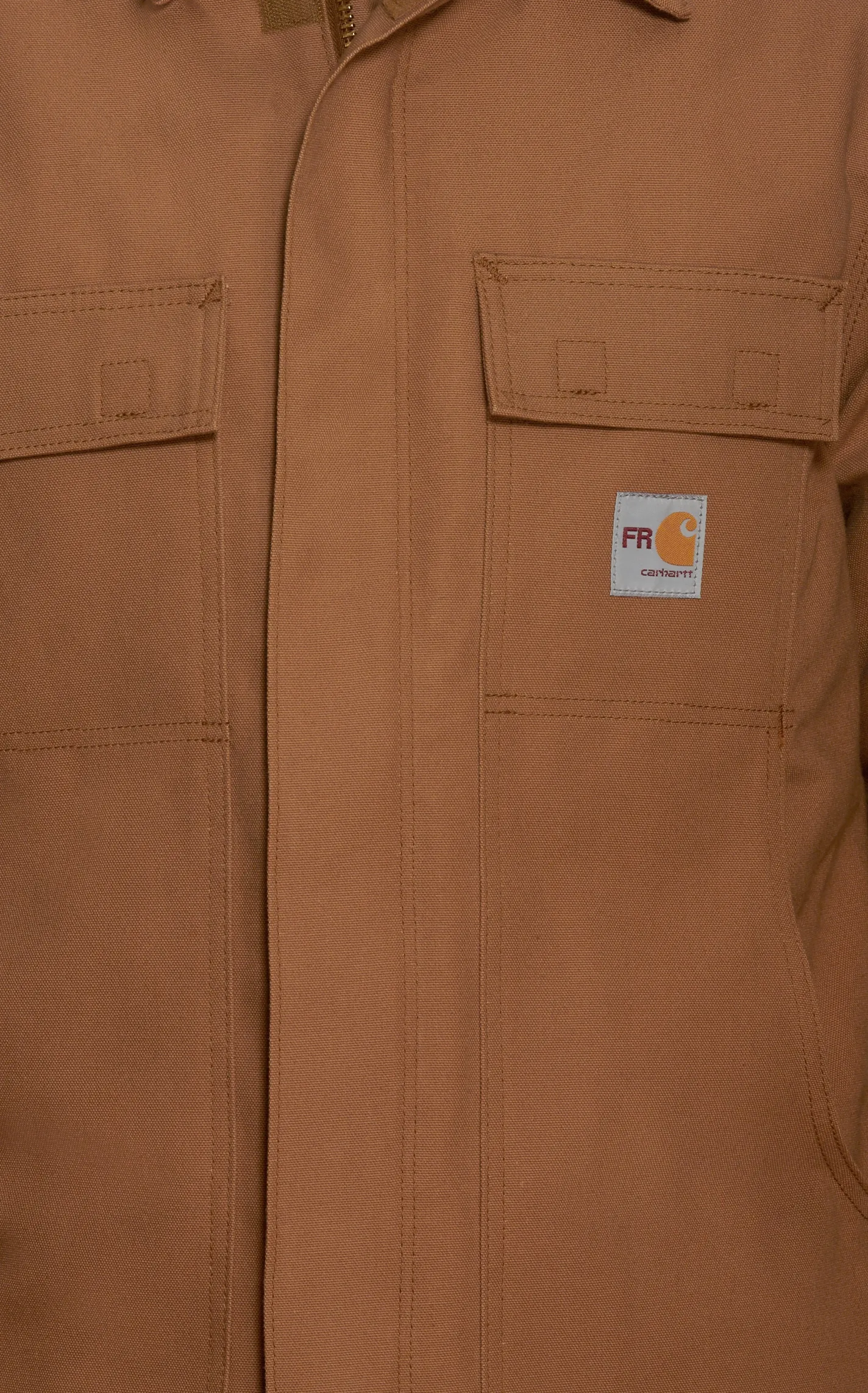 Carhartt Men's Flame-Resistant Brown Duck Traditional Coat.