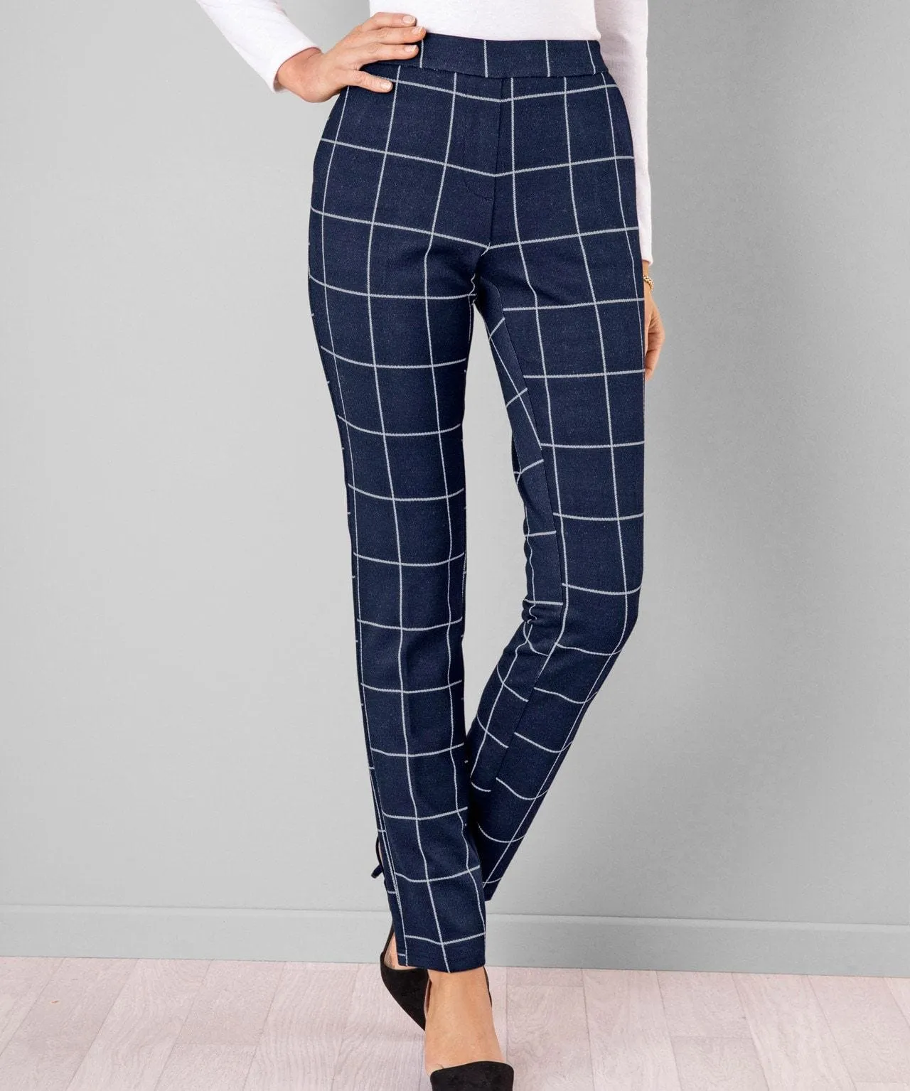 Checked Slip-on Pants