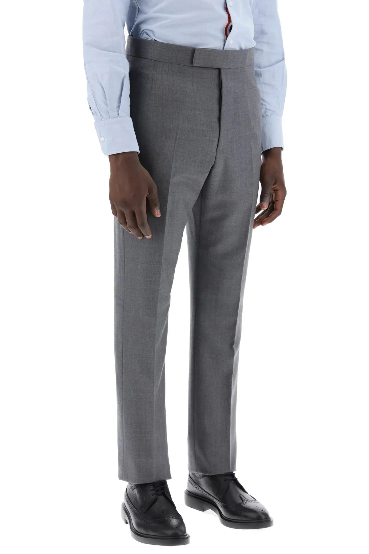 Classic Men's Grey Wool Twill Trousers