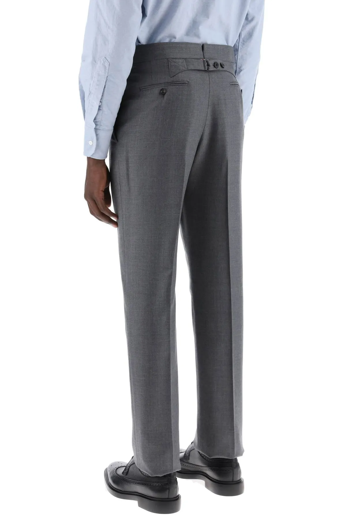 Classic Men's Grey Wool Twill Trousers