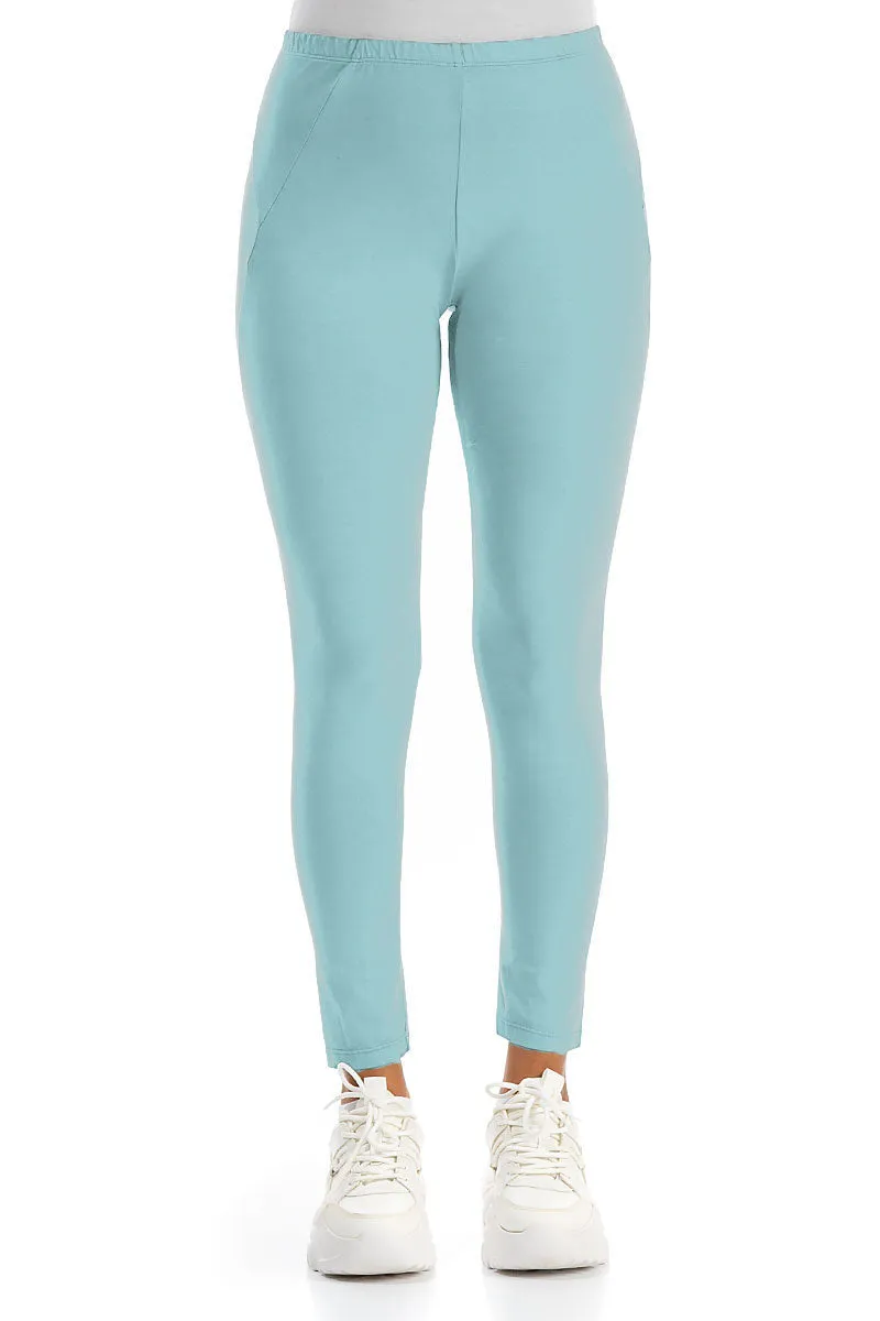 Cropped Icy Blue Cotton Leggings