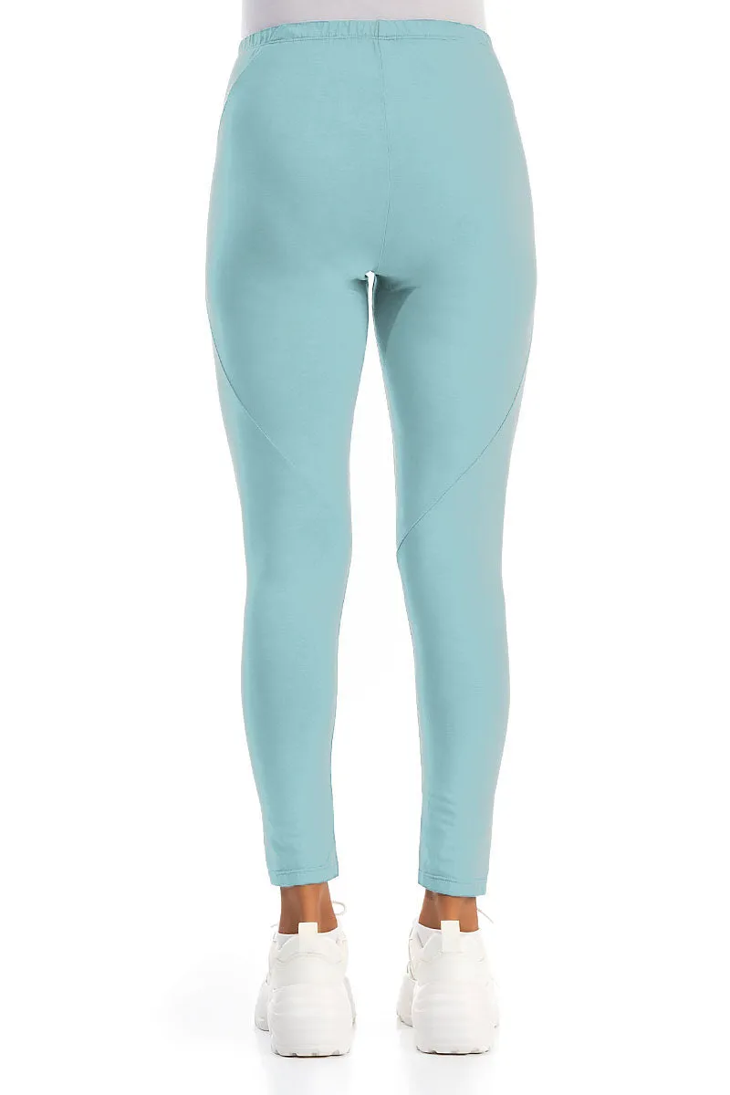 Cropped Icy Blue Cotton Leggings