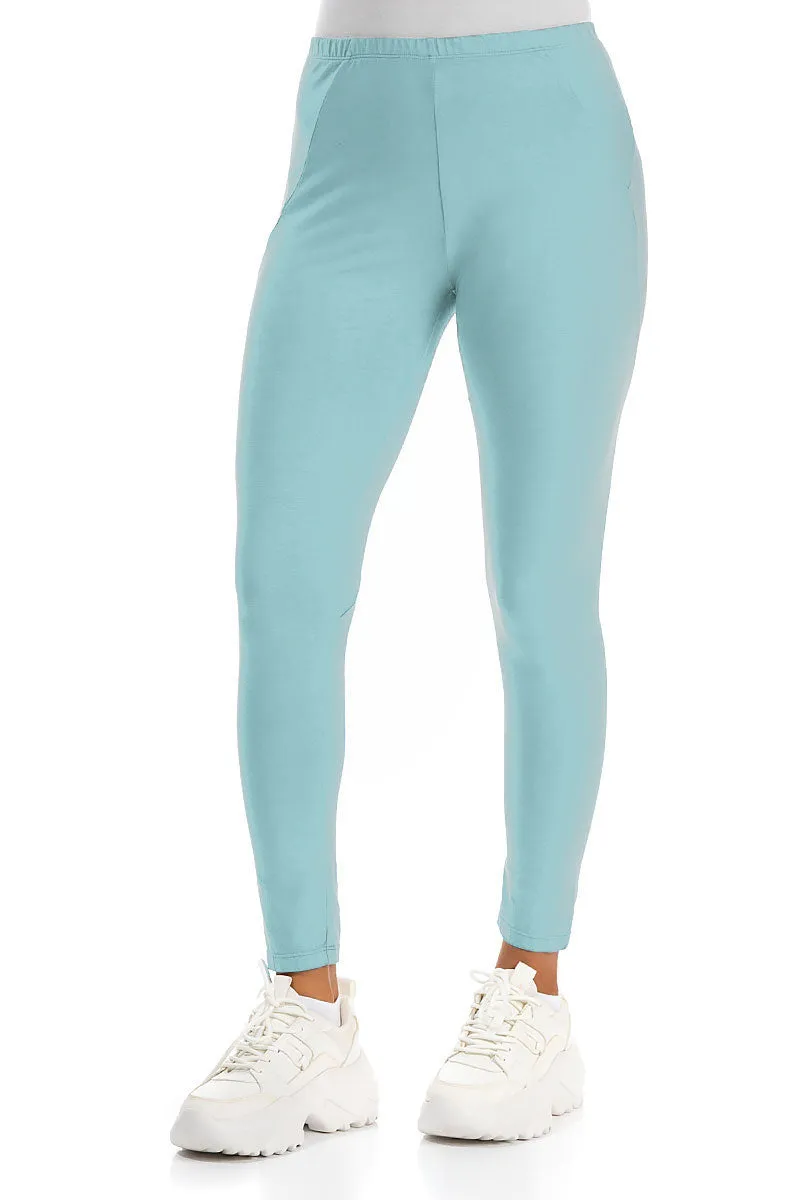 Cropped Icy Blue Cotton Leggings