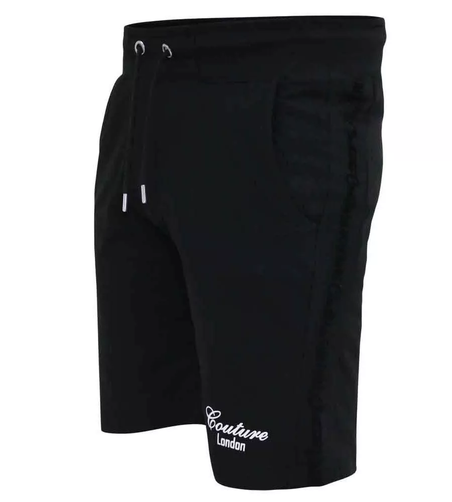 Black Couture Big Men's Shorts with Elastic Waistband (HOLBROOK)