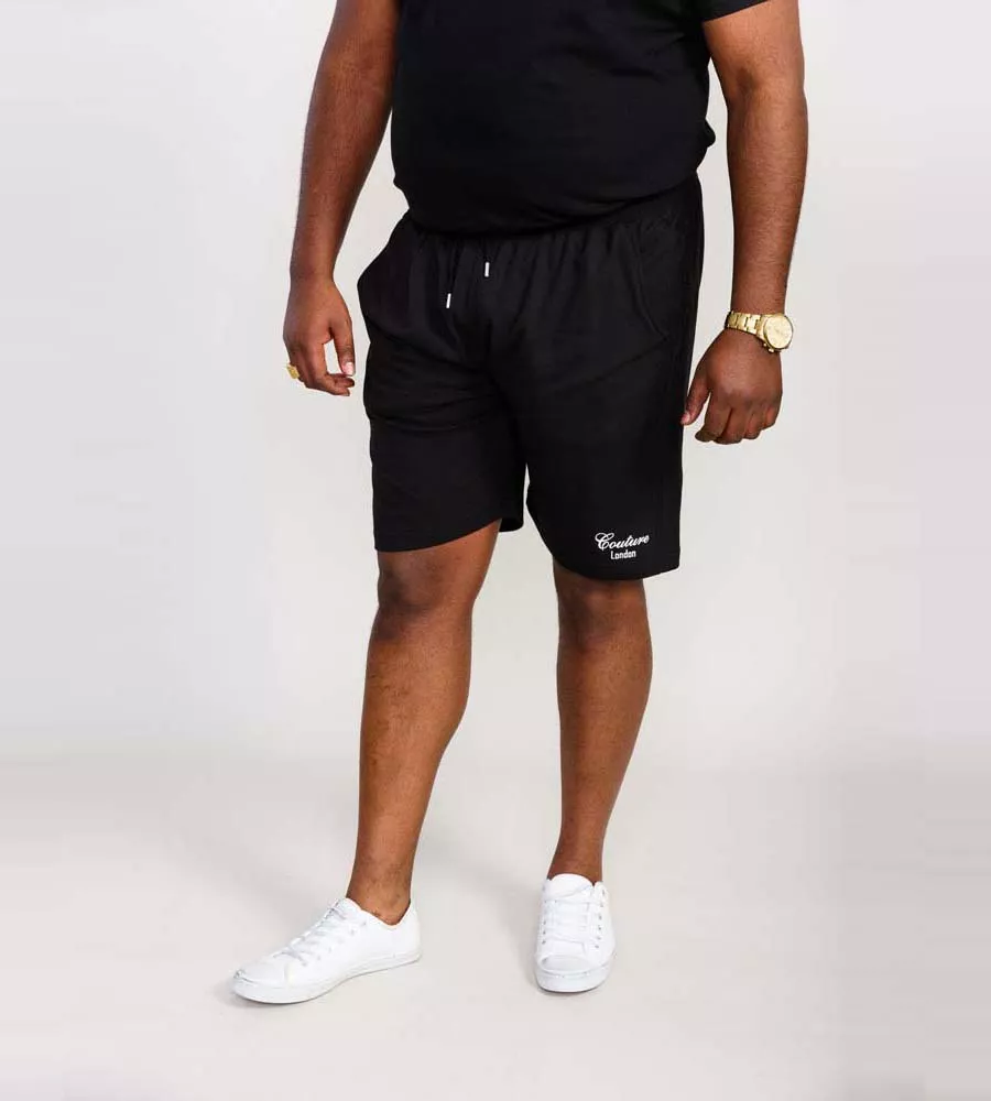 Black Couture Big Men's Shorts with Elastic Waistband (HOLBROOK)