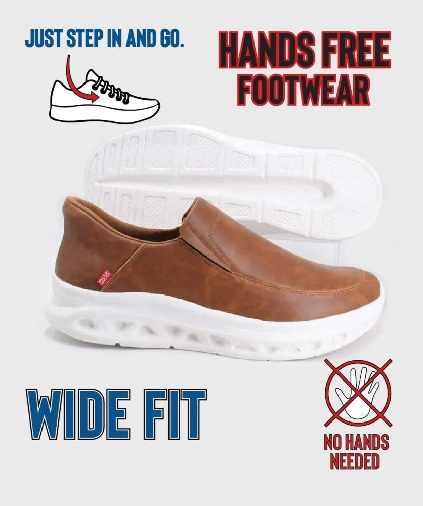 Dark Tan Easy Hands Free Shoes for Big Men (CARLISLE 1)