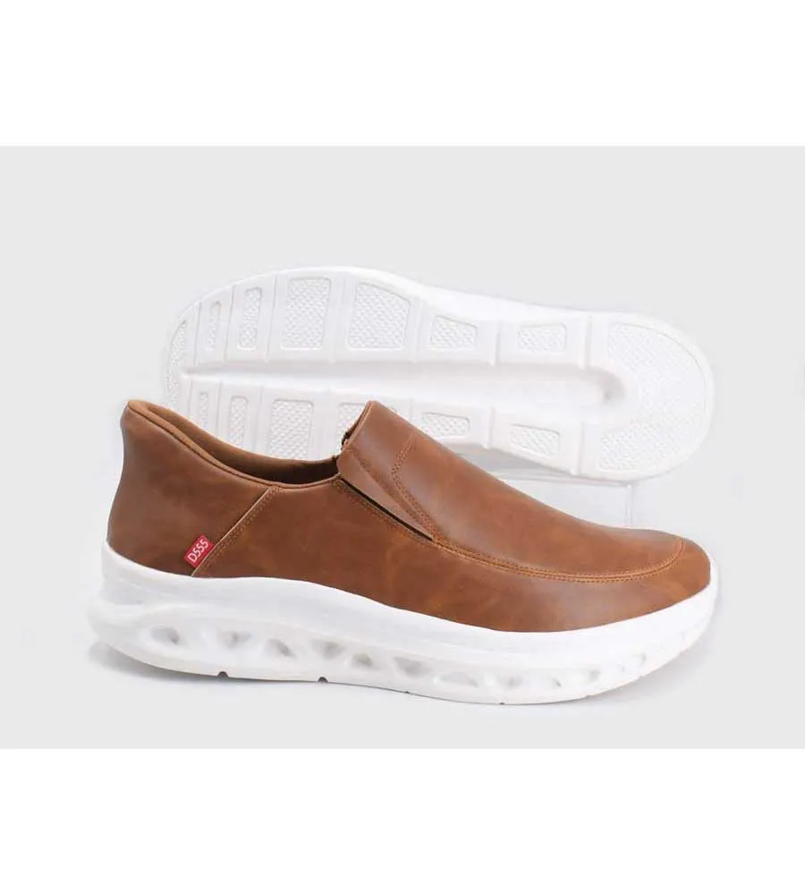 Dark Tan Easy Hands Free Shoes for Big Men (CARLISLE 1)