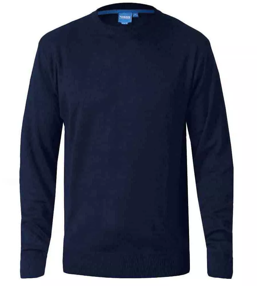 Big Mens Navy Crew Neck Sweater by D555