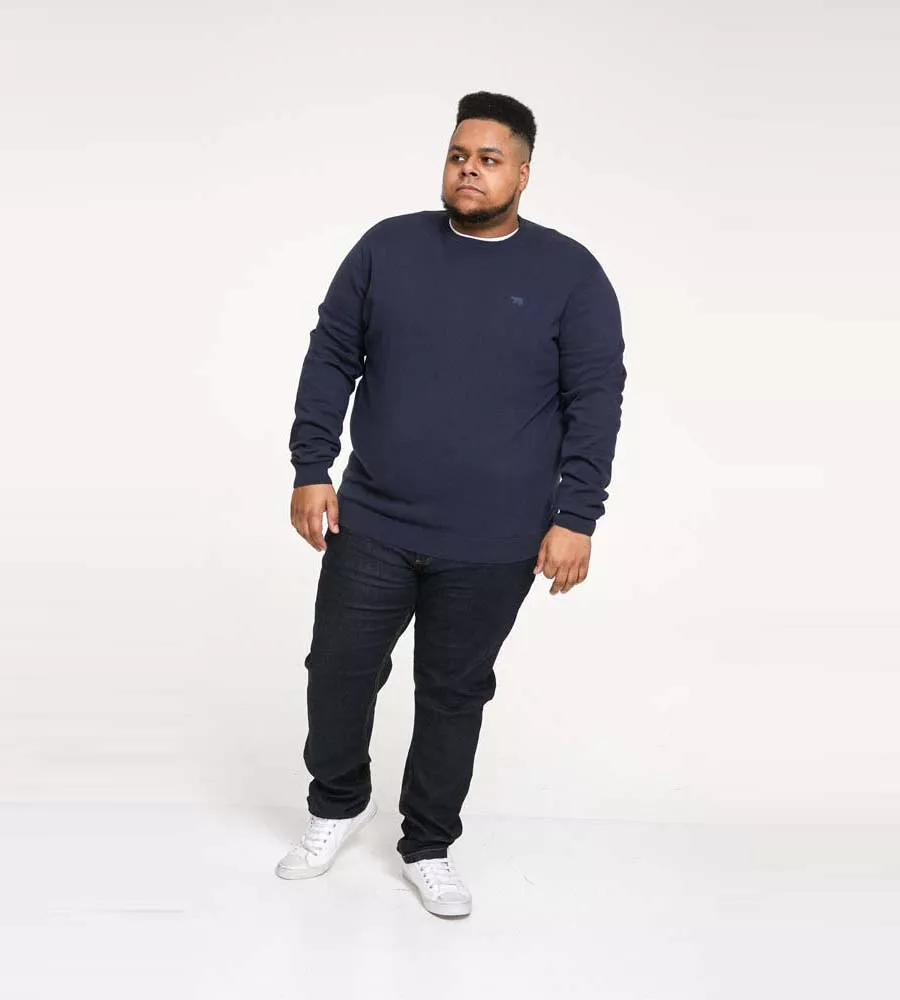 Big Mens Navy Crew Neck Sweater by D555