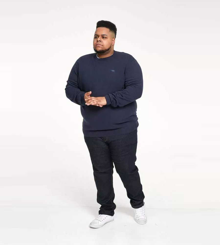 Big Mens Navy Crew Neck Sweater by D555