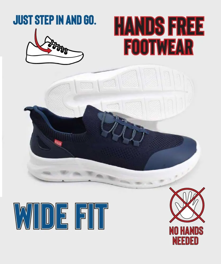 D555 Big Mens Navy Hands Free Shoes With Knitted Top Shop