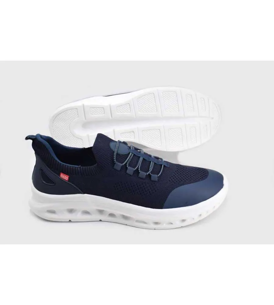 D555 Big Mens Navy Hands Free Shoes With Knitted Top Shop