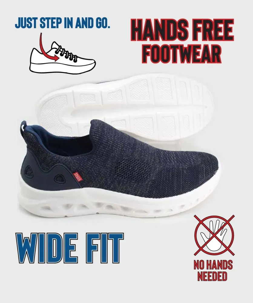 D555 Big Mens Navy Hands Free Shoes With Knitted Top Store