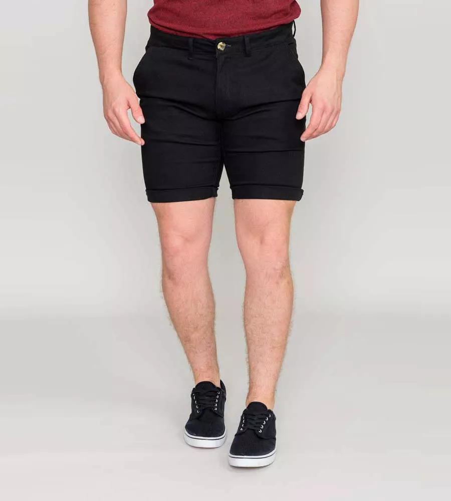 D555 Black Stretch Chino Shorts for Men in Basildon