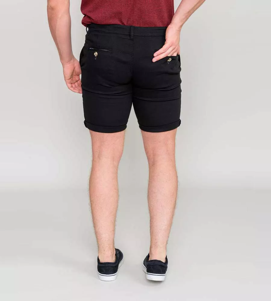 D555 Black Stretch Chino Shorts for Men in Basildon