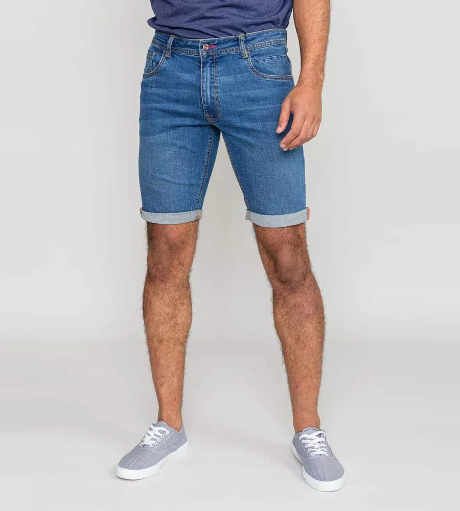 D555 Blue Stretch Denim Shorts for Men in Broxbourne