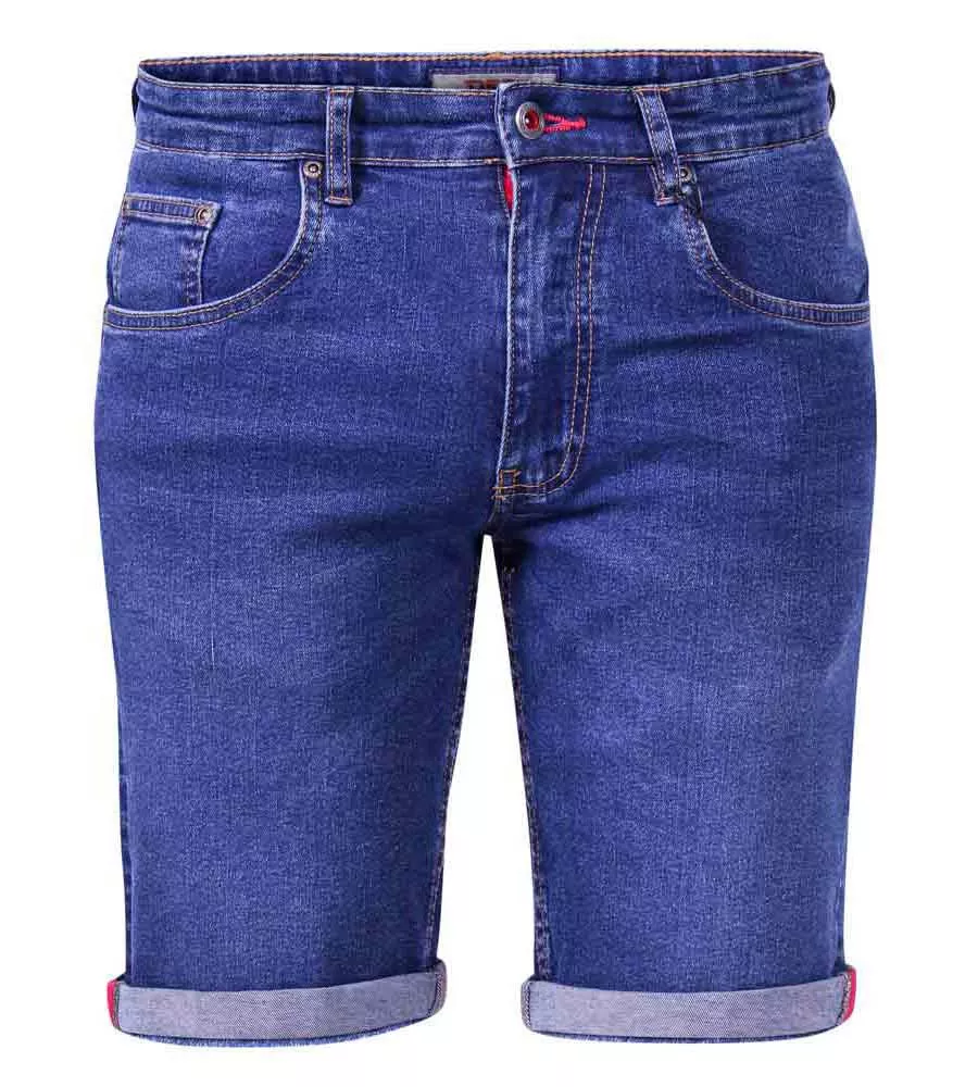 D555 Blue Stretch Denim Shorts for Men in Davidson