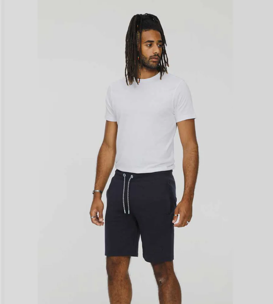 Navy Men's Shorts with Elastic Waist and Loop Back (STEFAN 2)