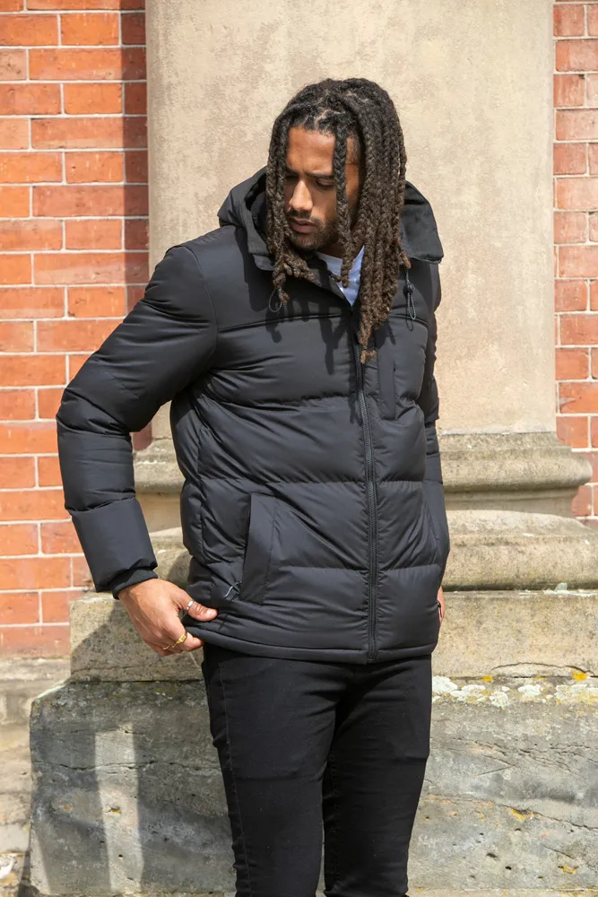 Men's Quilted Puffer Jacket with Micro Fleece Lining and Hood - D555 DOMENIC