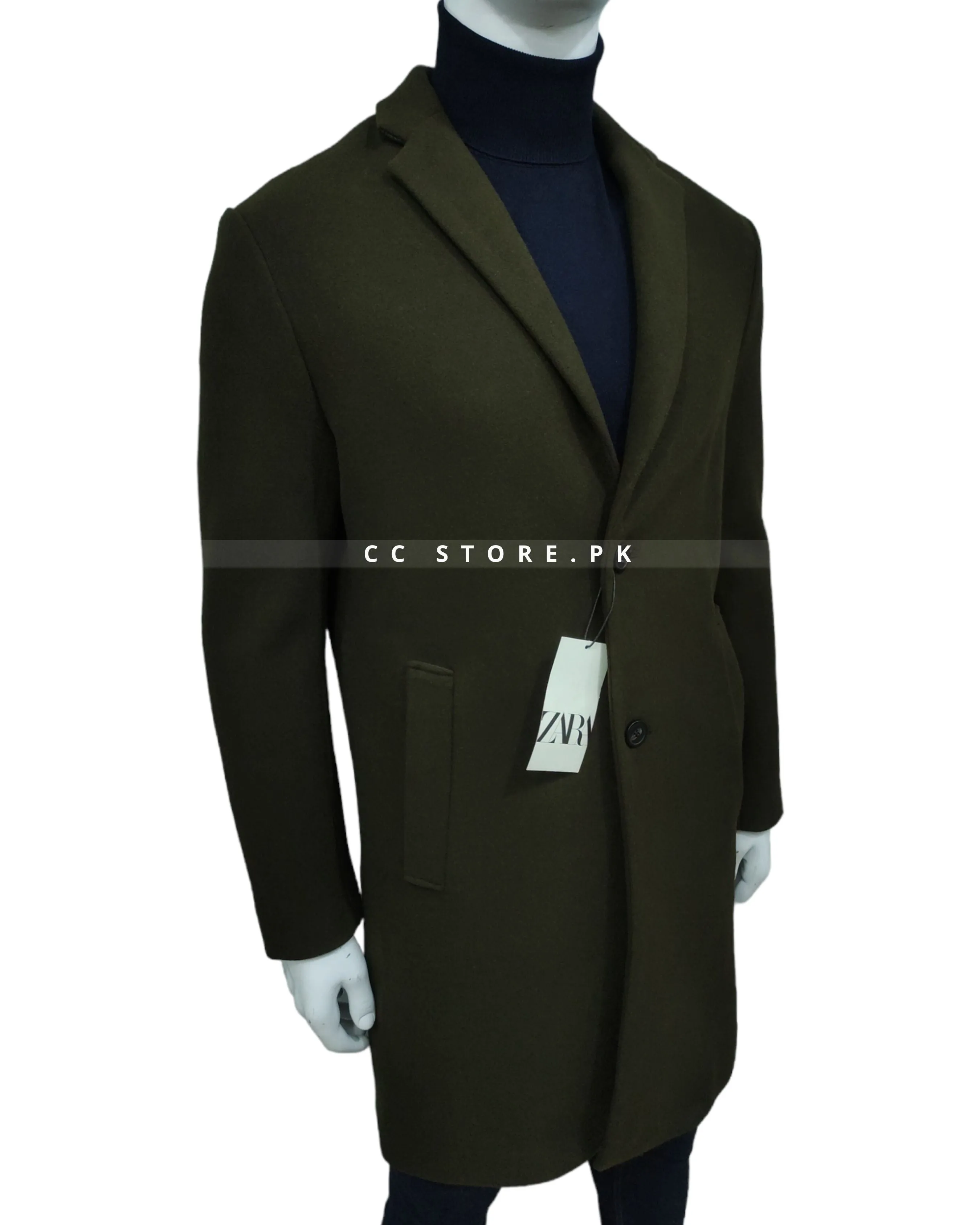 Dark Green Long Coat - ZR Stretch