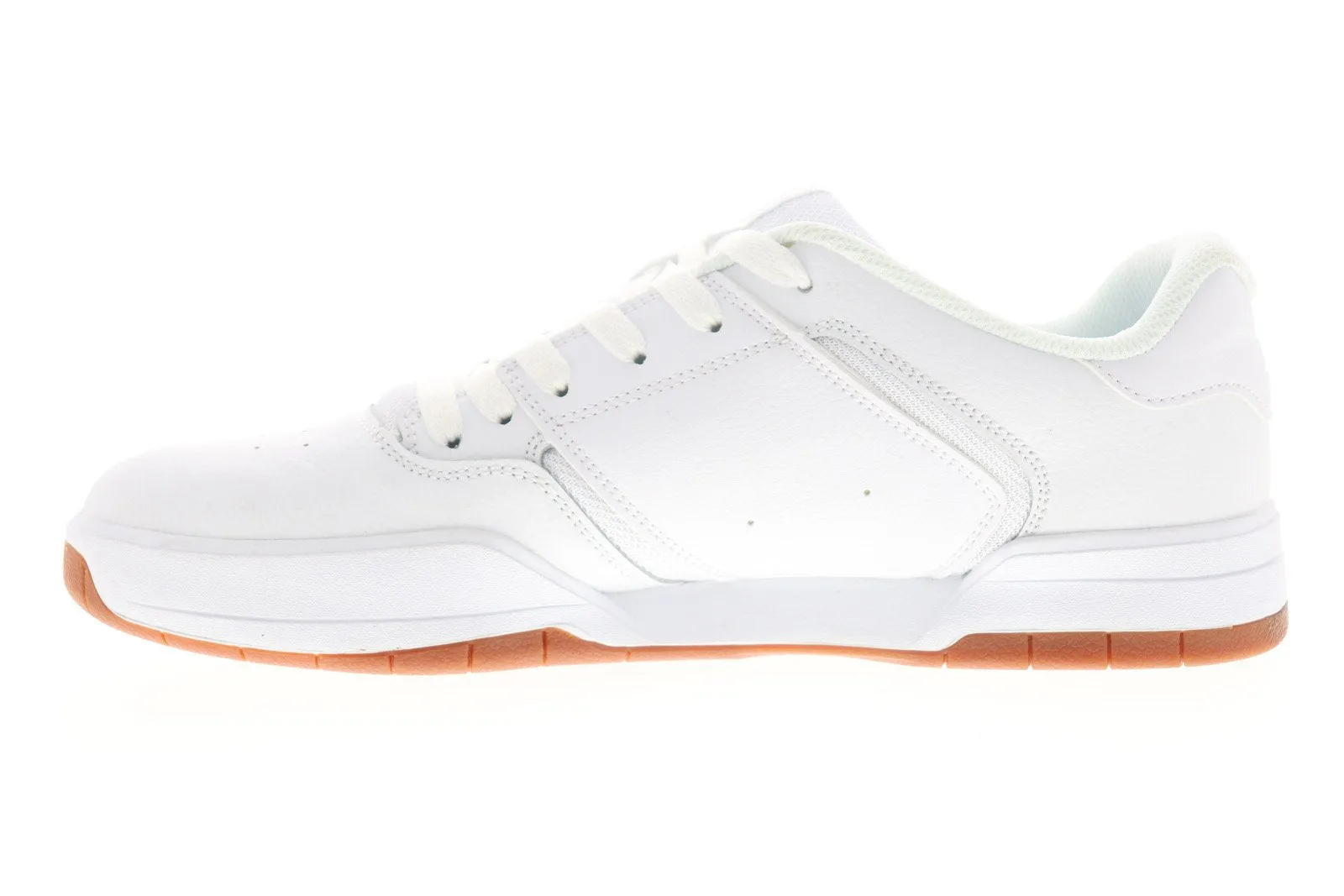 DC Mens White Leather Skate Sneakers - Low Top Lace Up Shoes