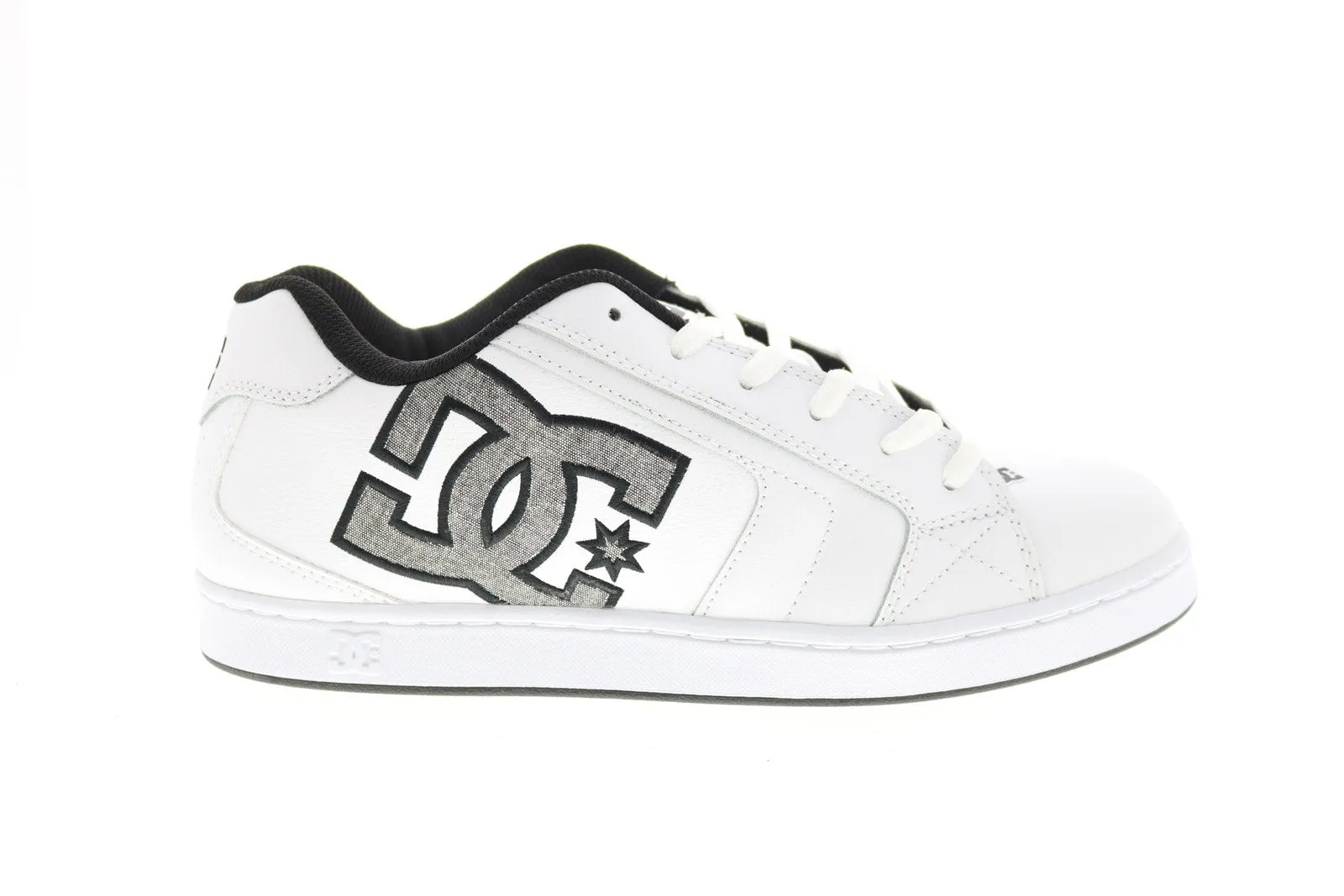 DC Net 302361-HHB Men's White Leather Skate Sneakers