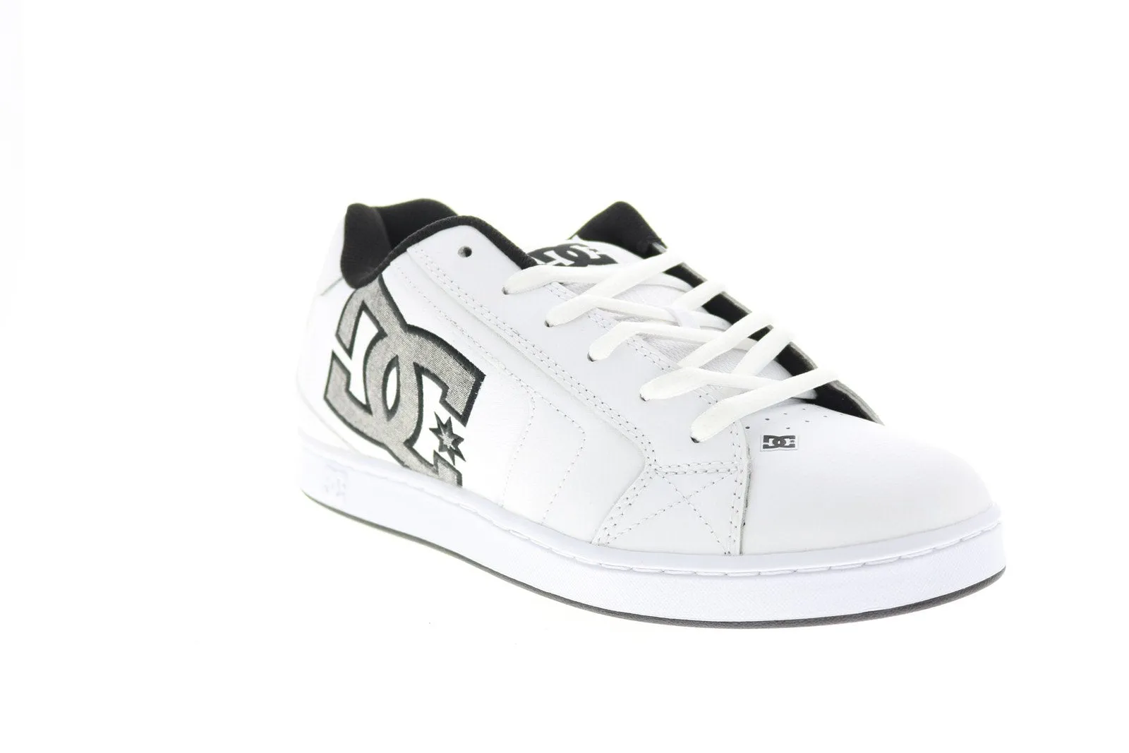 DC Net 302361-HHB Men's White Leather Skate Sneakers