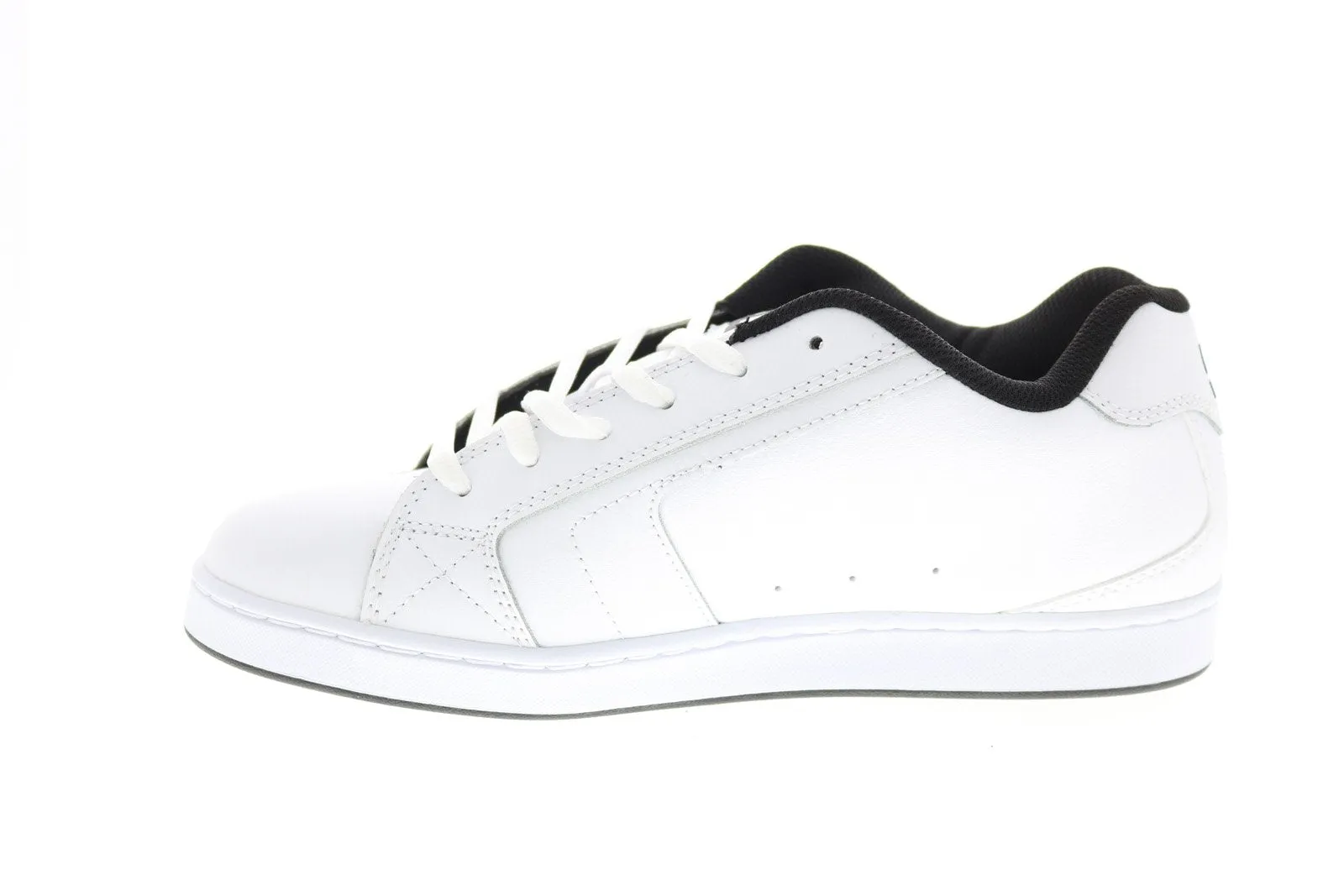 DC Net 302361-HHB Men's White Leather Skate Sneakers