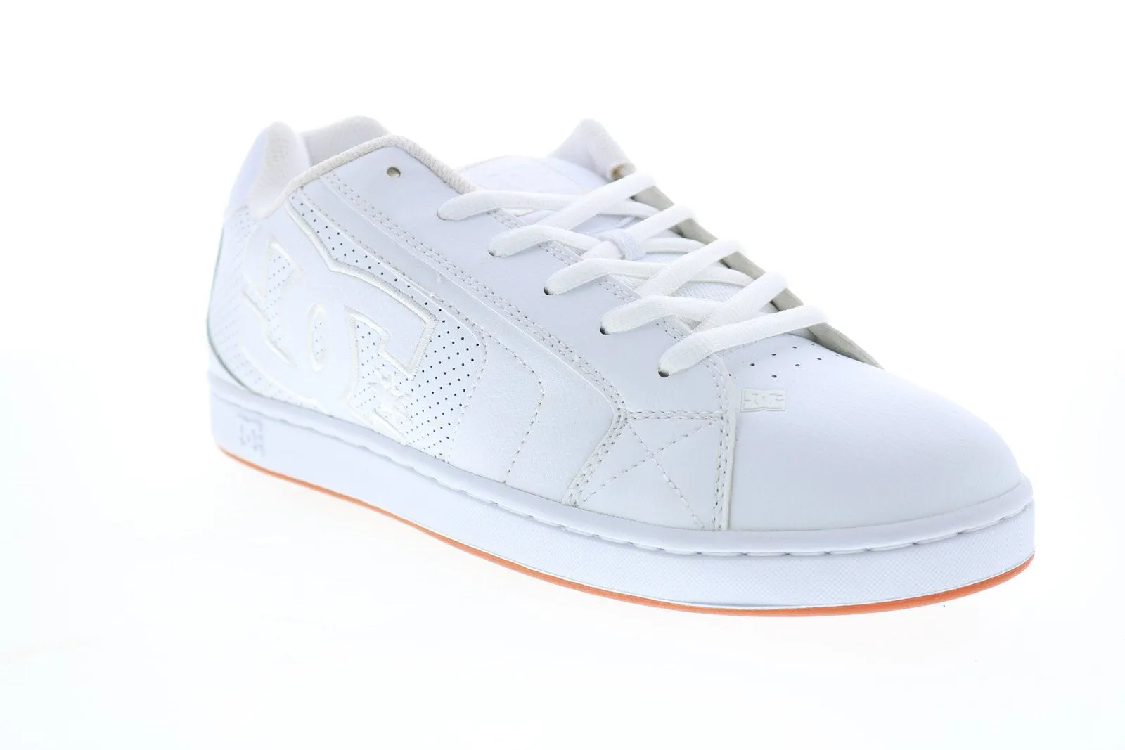 DC Net 302361 Men's White Leather Lace Up Skate Inspired Sneakers Shoes - SEO-friendly: White Leather Lace Up Skate Sneakers