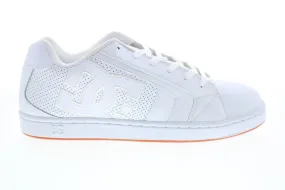 DC Net 302361 Men's White Leather Lace Up Skate Inspired Sneakers Shoes - SEO-friendly: White Leather Lace Up Skate Sneakers