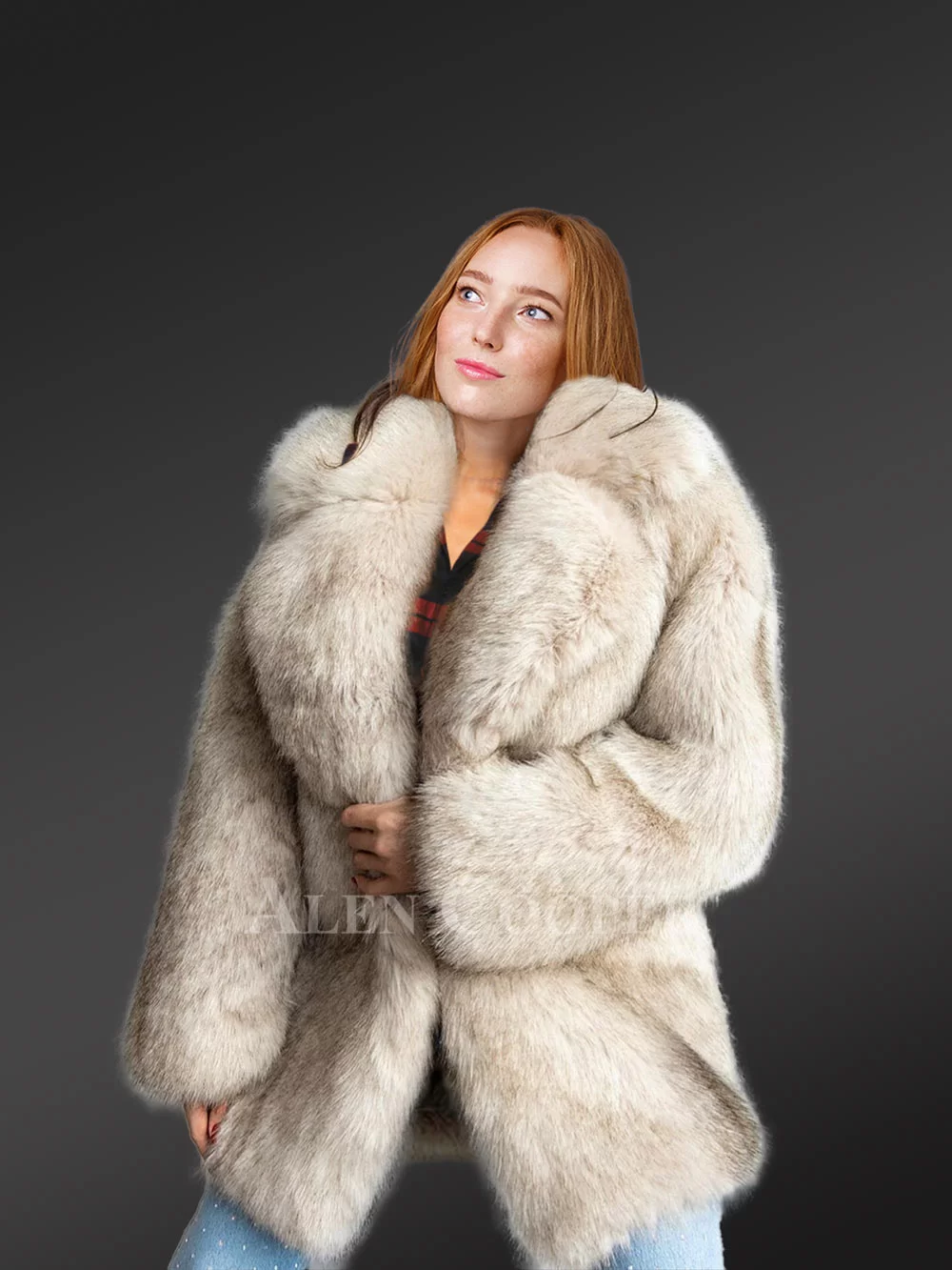 Beige Fox Fur Coat