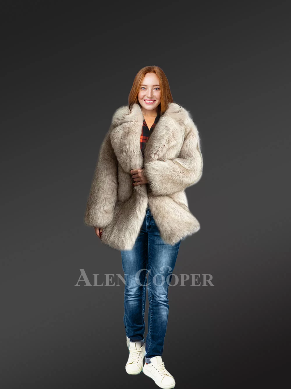 Beige Fox Fur Coat