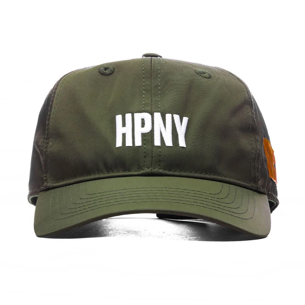 Dark Olive EMB Nylon Cap