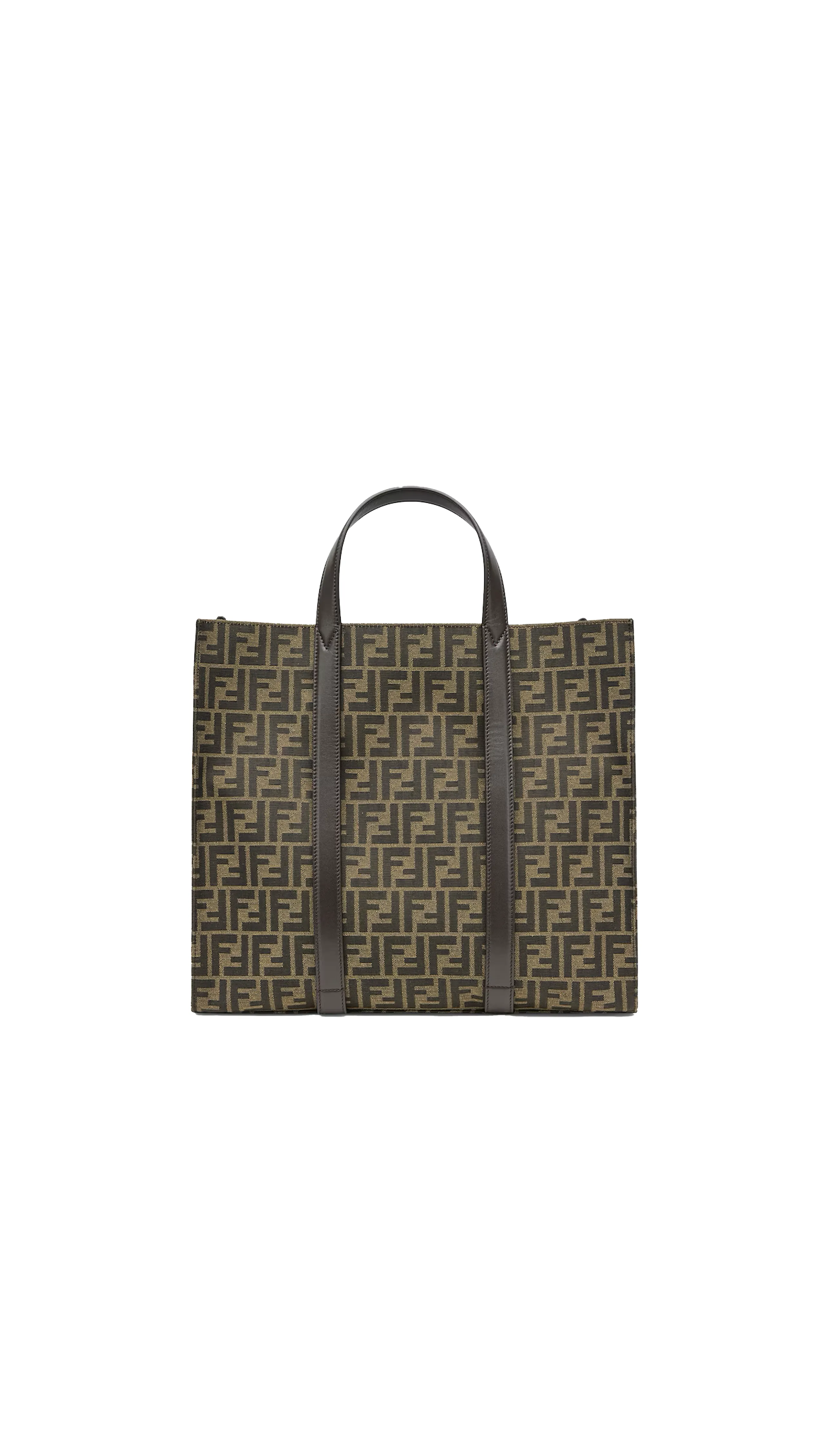 Fendi FF Logo Brown Jacquard Fabric Handbag