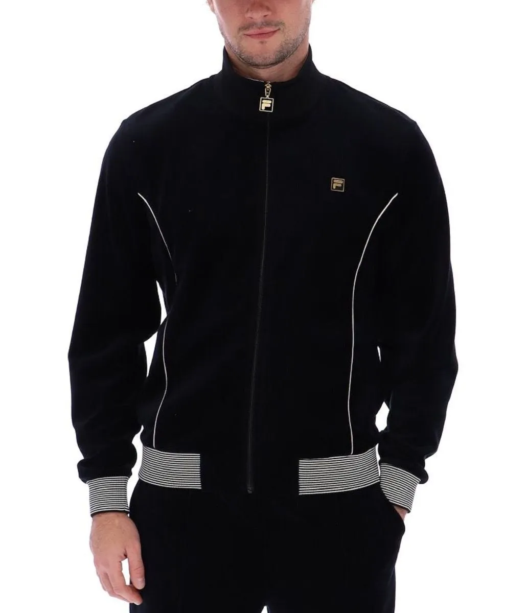 Fila Bosa Velour Track Jacket Black White Cap