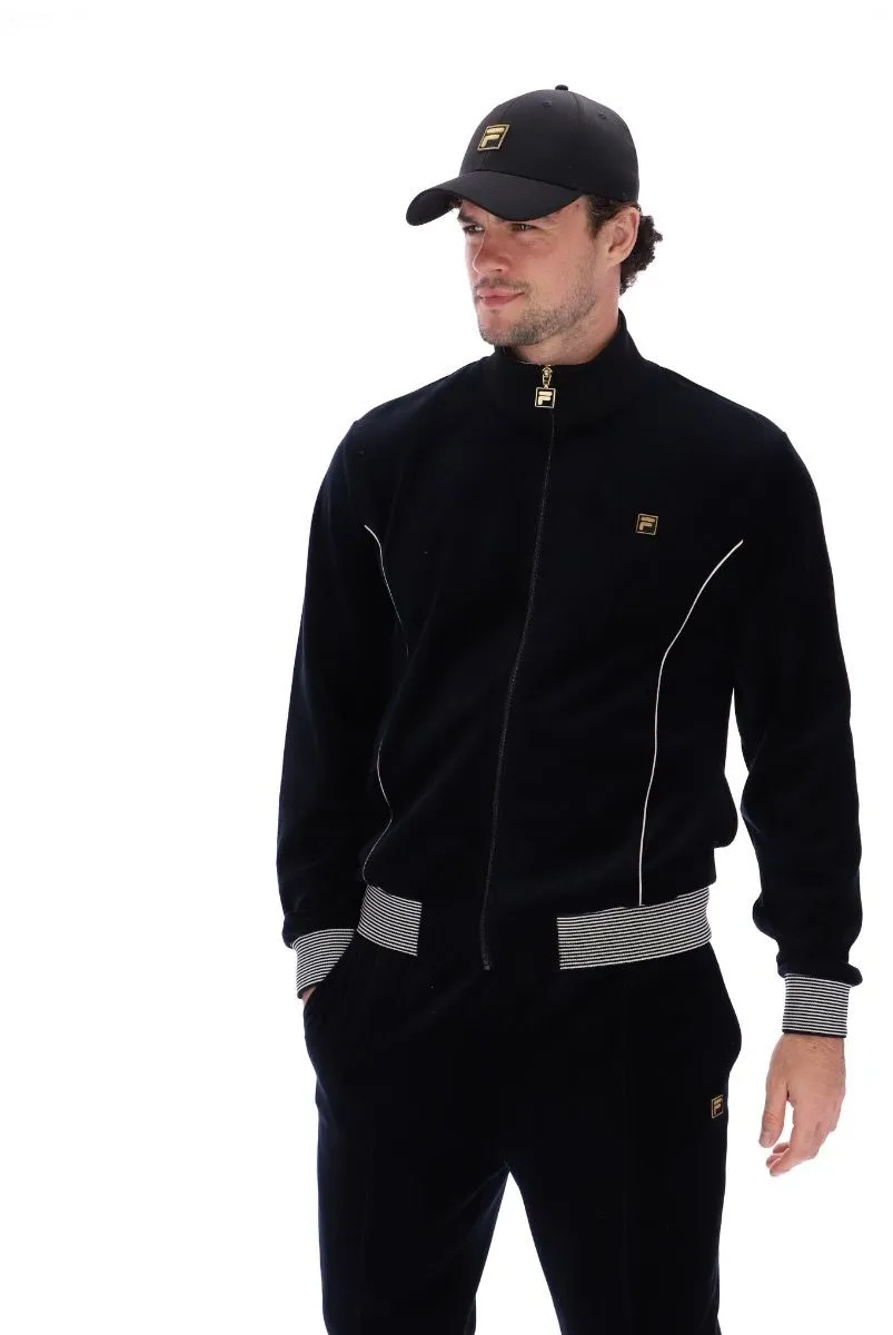 Fila Bosa Velour Track Jacket Black White Cap