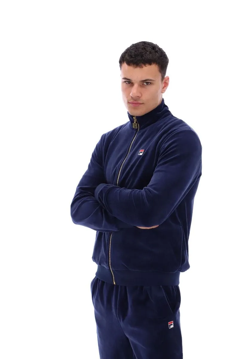 Navy Fila Marc Velour Track Jacket