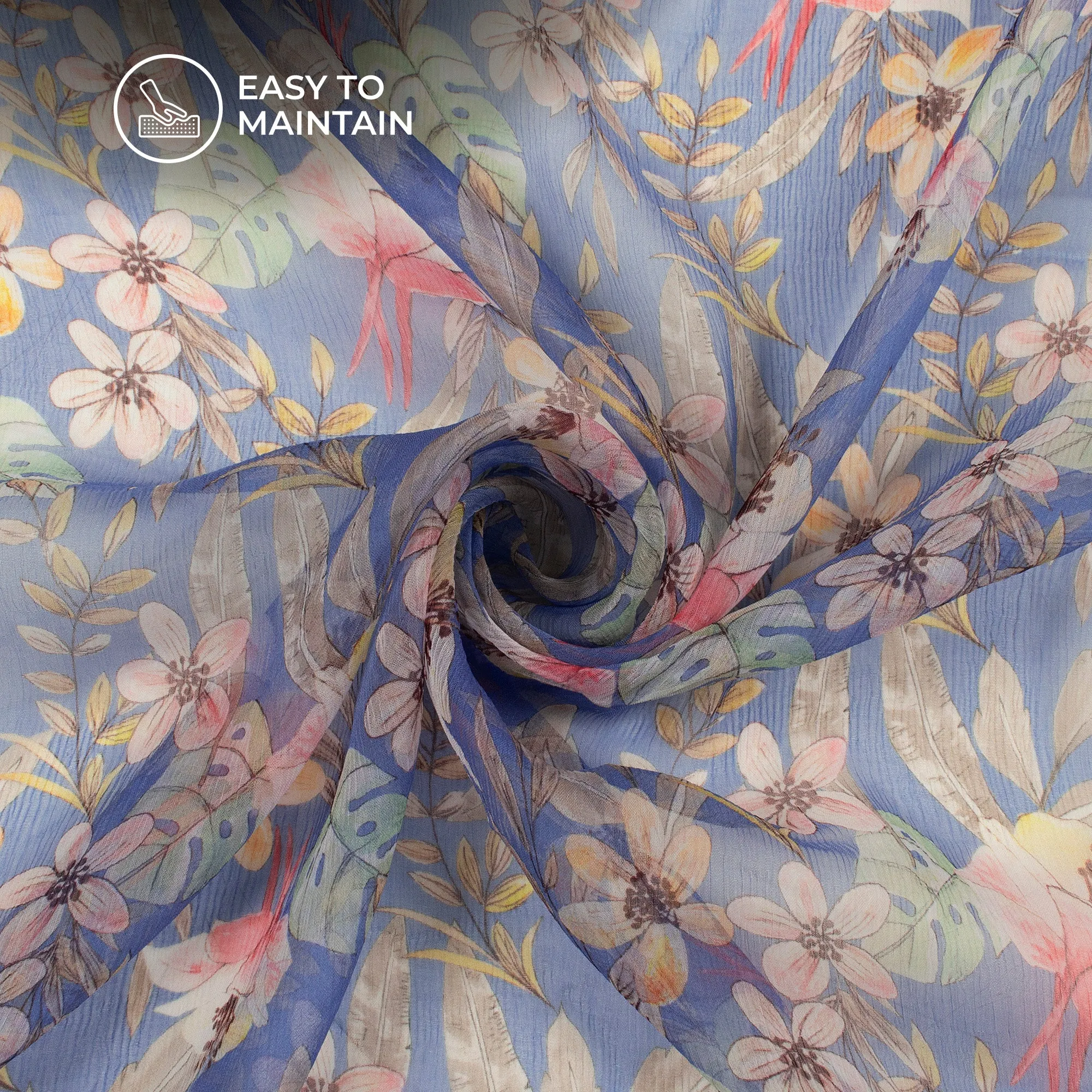 Floral Fantasy Bemberg Chiffon Fabric with Digital Print: Stunning and Alluring