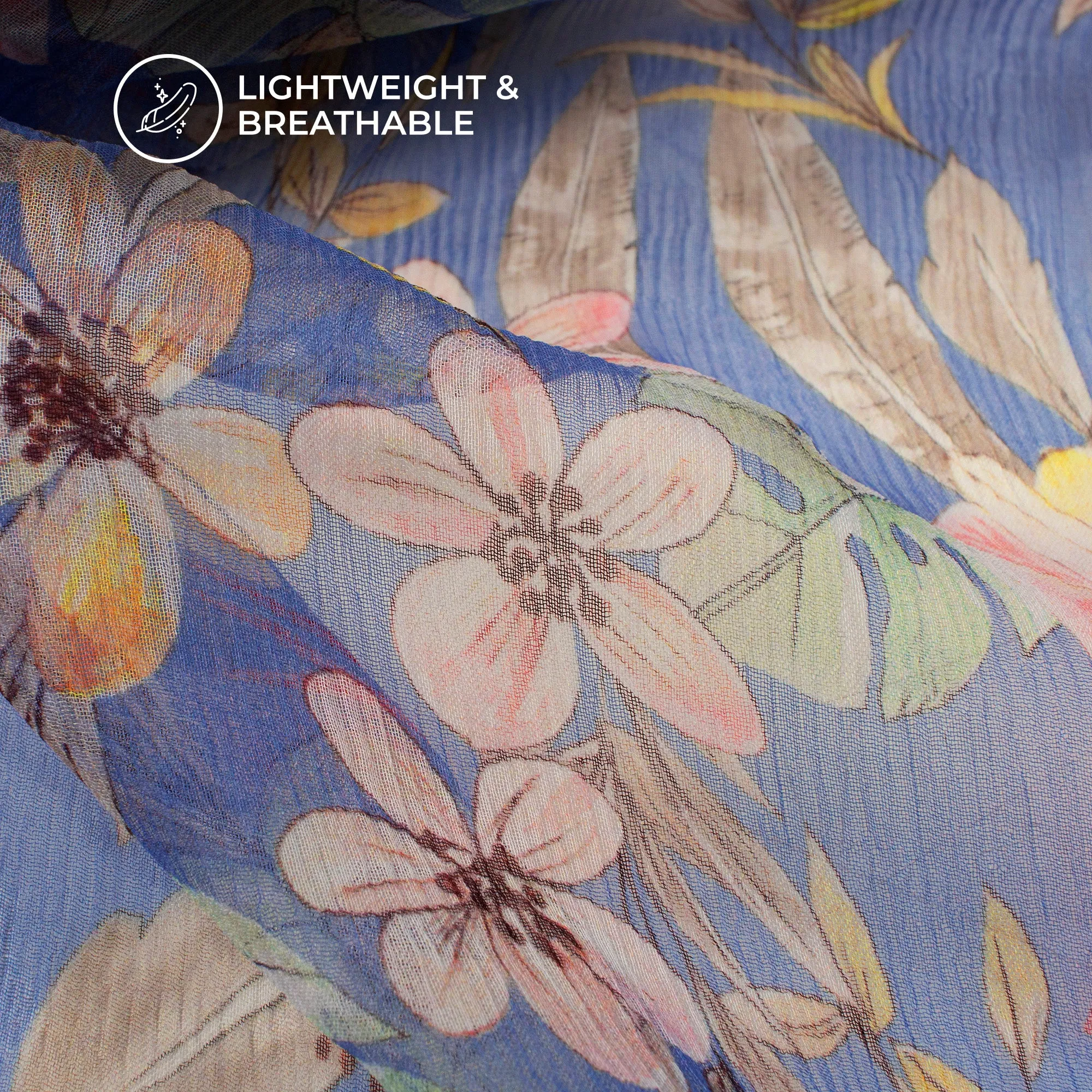 Floral Fantasy Bemberg Chiffon Fabric with Digital Print: Stunning and Alluring