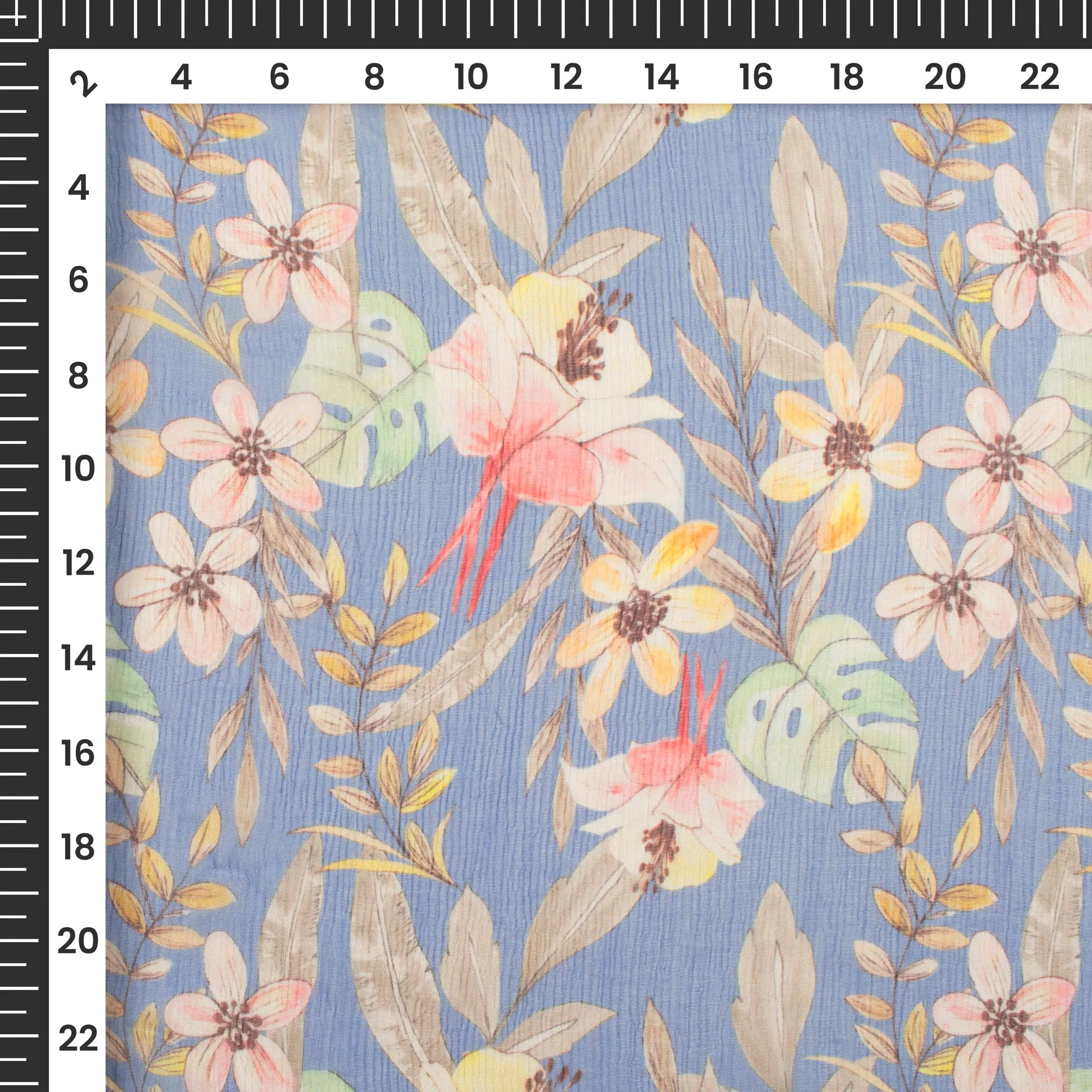 Floral Fantasy Bemberg Chiffon Fabric with Digital Print: Stunning and Alluring