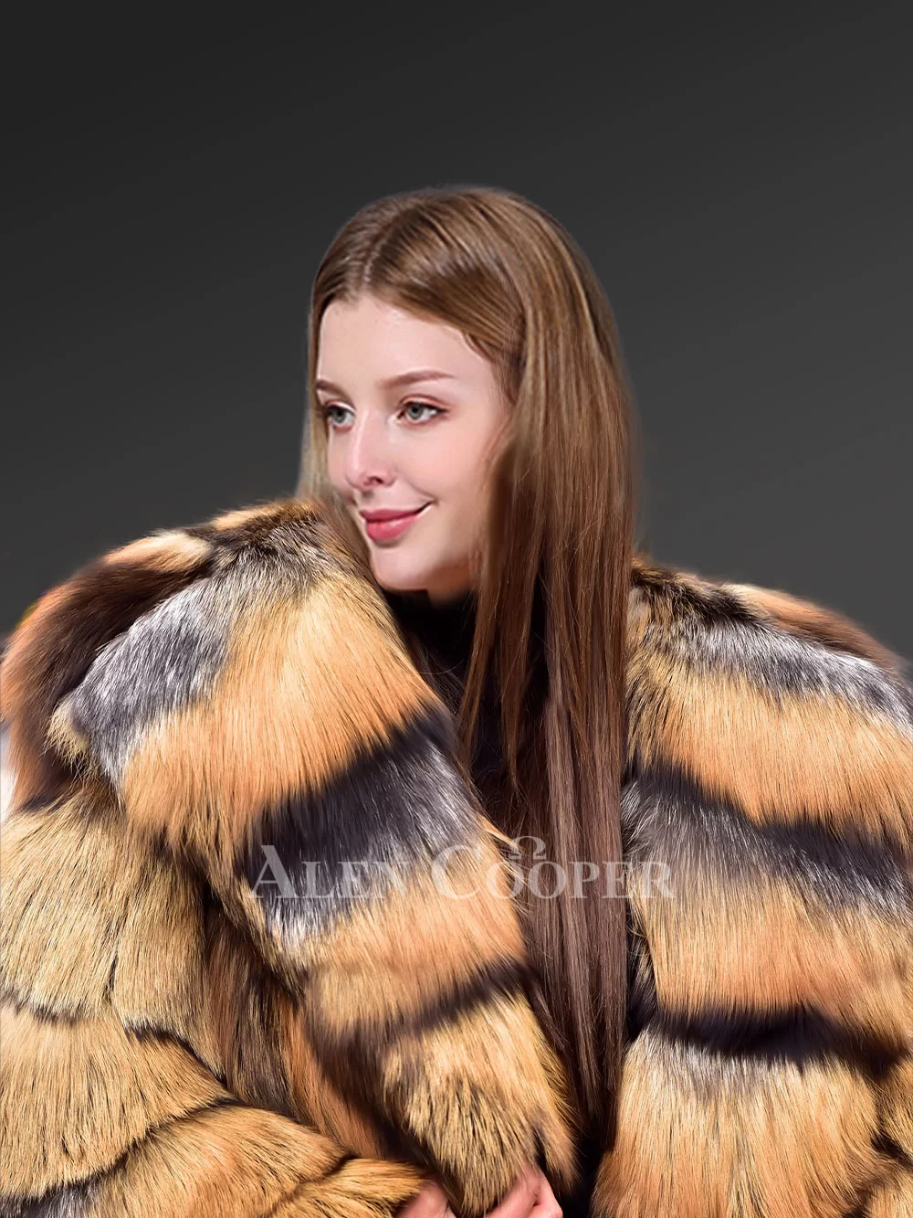 Wide Hood Fox Fur Trench Coat