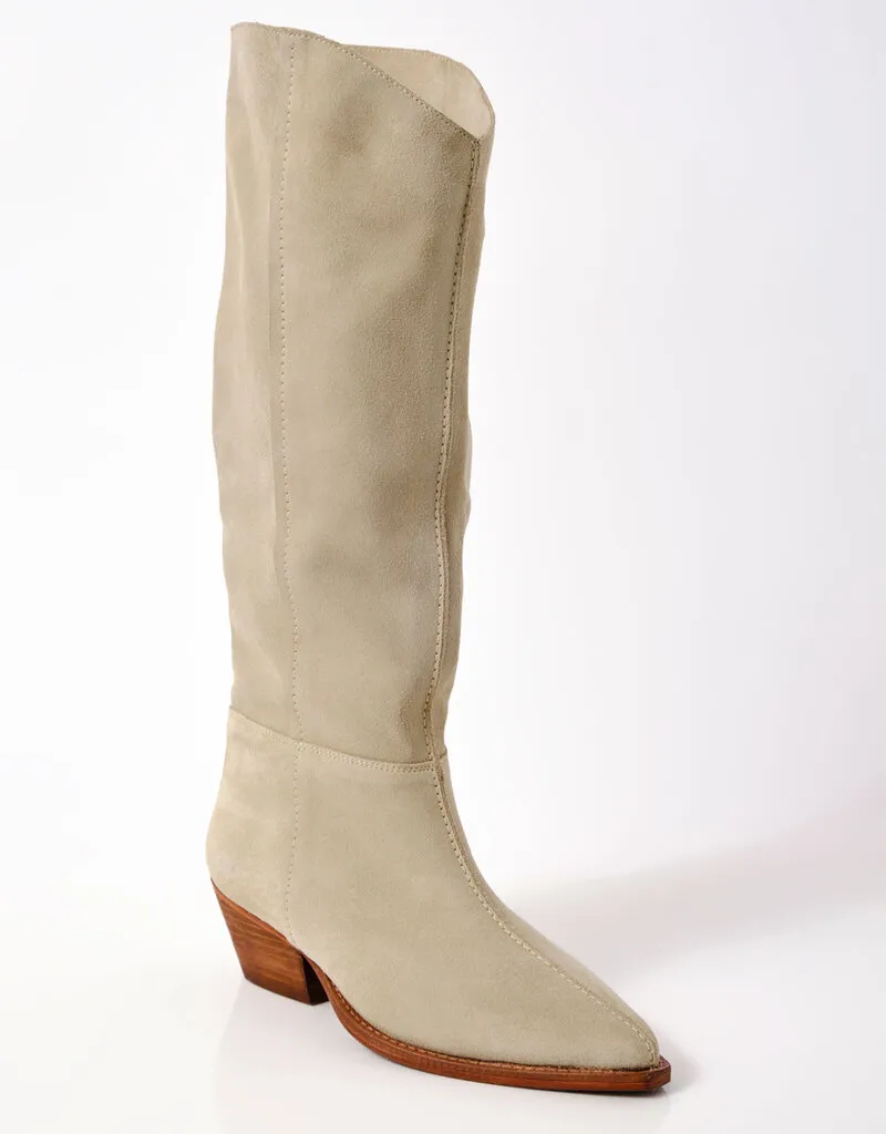 Free People Parchment Suede Low Slouch Boots