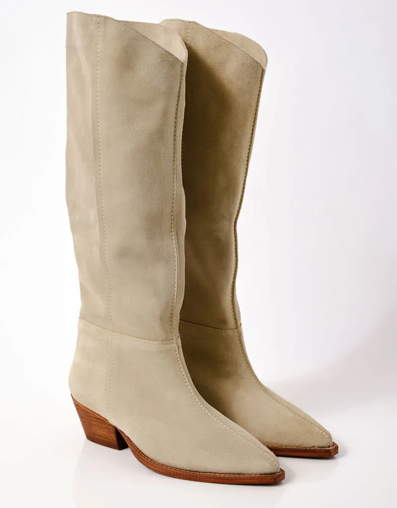 Free People Parchment Suede Low Slouch Boots