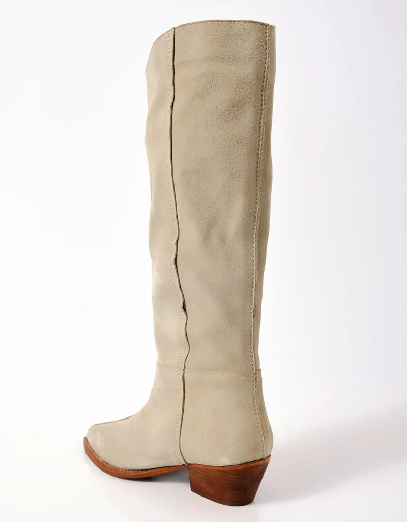 Free People Parchment Suede Low Slouch Boots