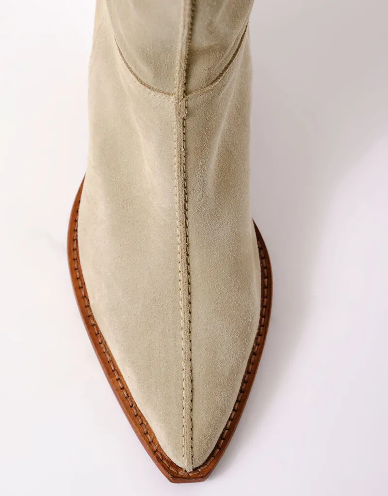 Free People Parchment Suede Low Slouch Boots