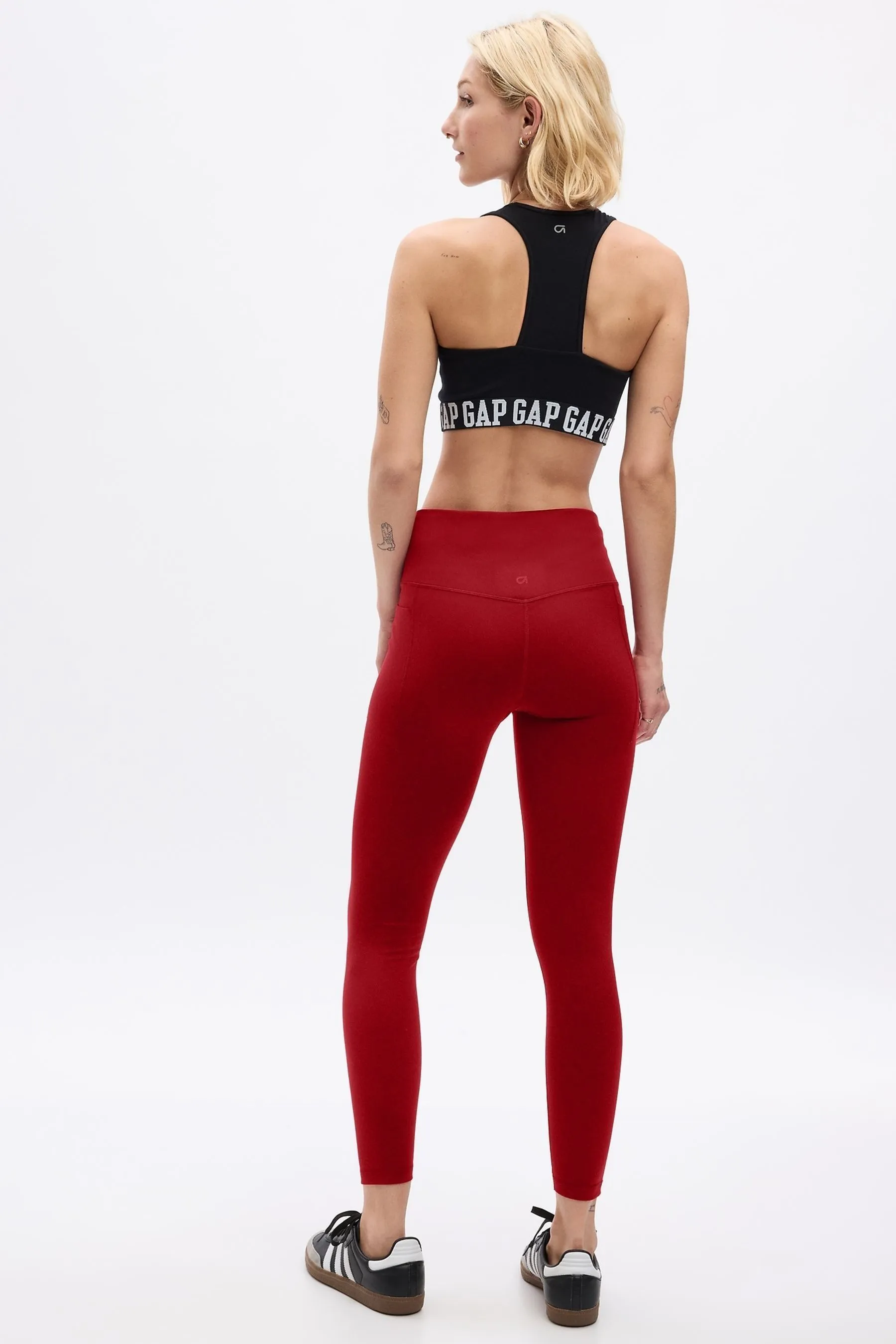 Full Length Red High Waisted Leggings