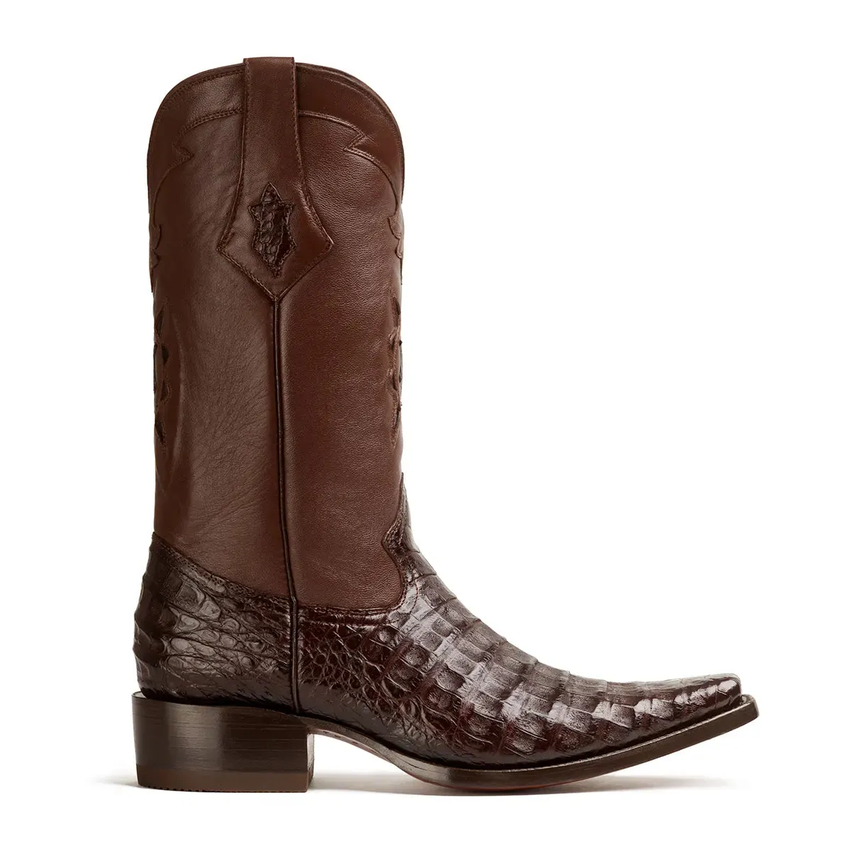 Gavel Men's Spanish Toe Boot in Brown - Vicente Caiman Belly Cut