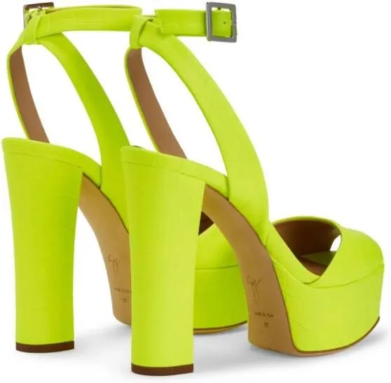 Yellow Crocodile-Print Sandals by Giuseppe Zanotti Betty 120mm